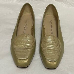 Vintage 90s Enzo Angiolini Liberty Gold Metallic Loafers - 8.5M